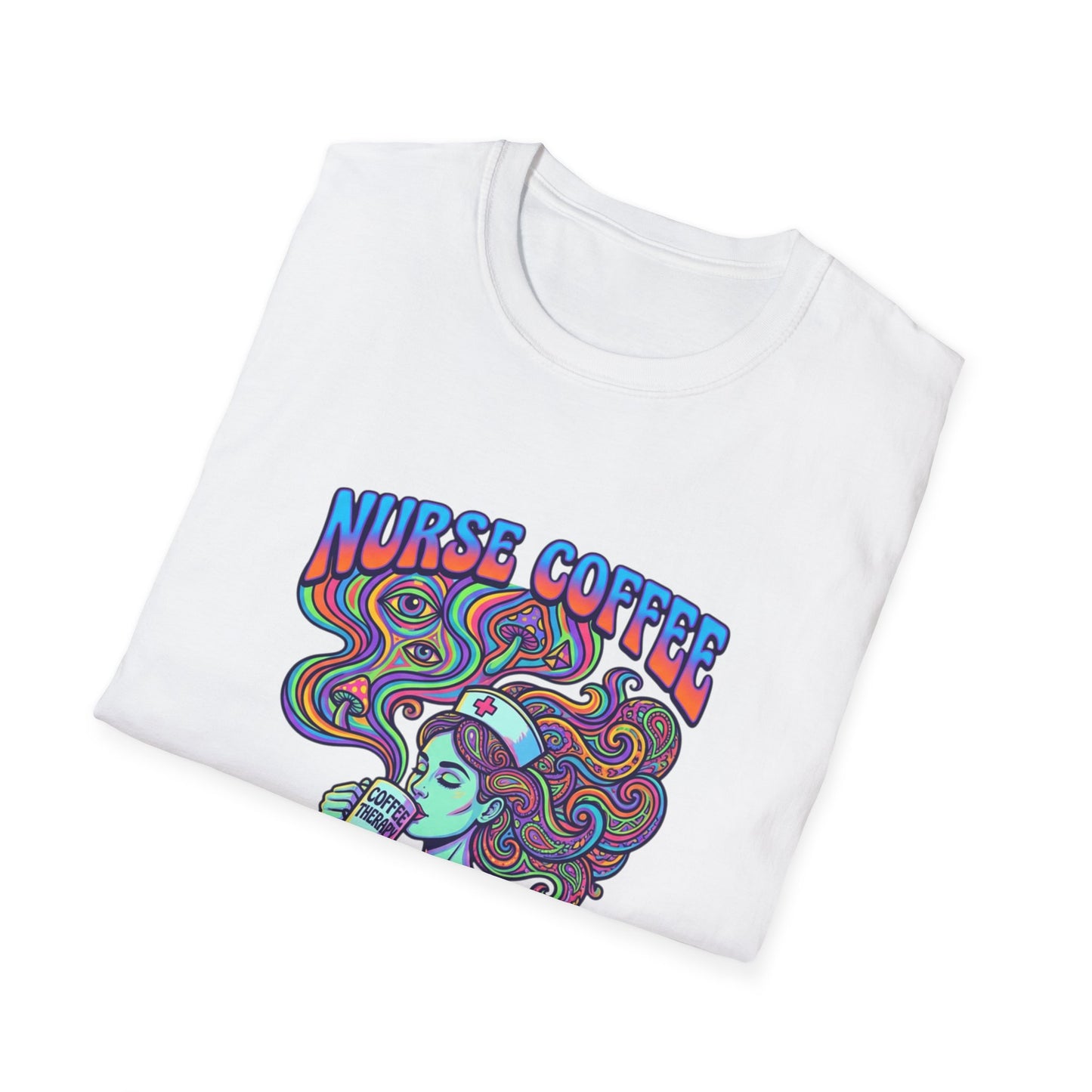 Nurse Coffee Therapy T-Shirt — Psychedelic Coffee Lover Tee for Nurses