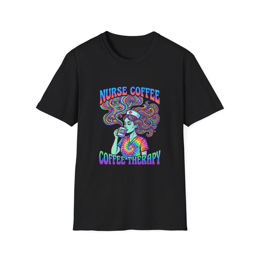 Nurse Coffee Therapy T-Shirt — Psychedelic Coffee Lover Tee for Nurses