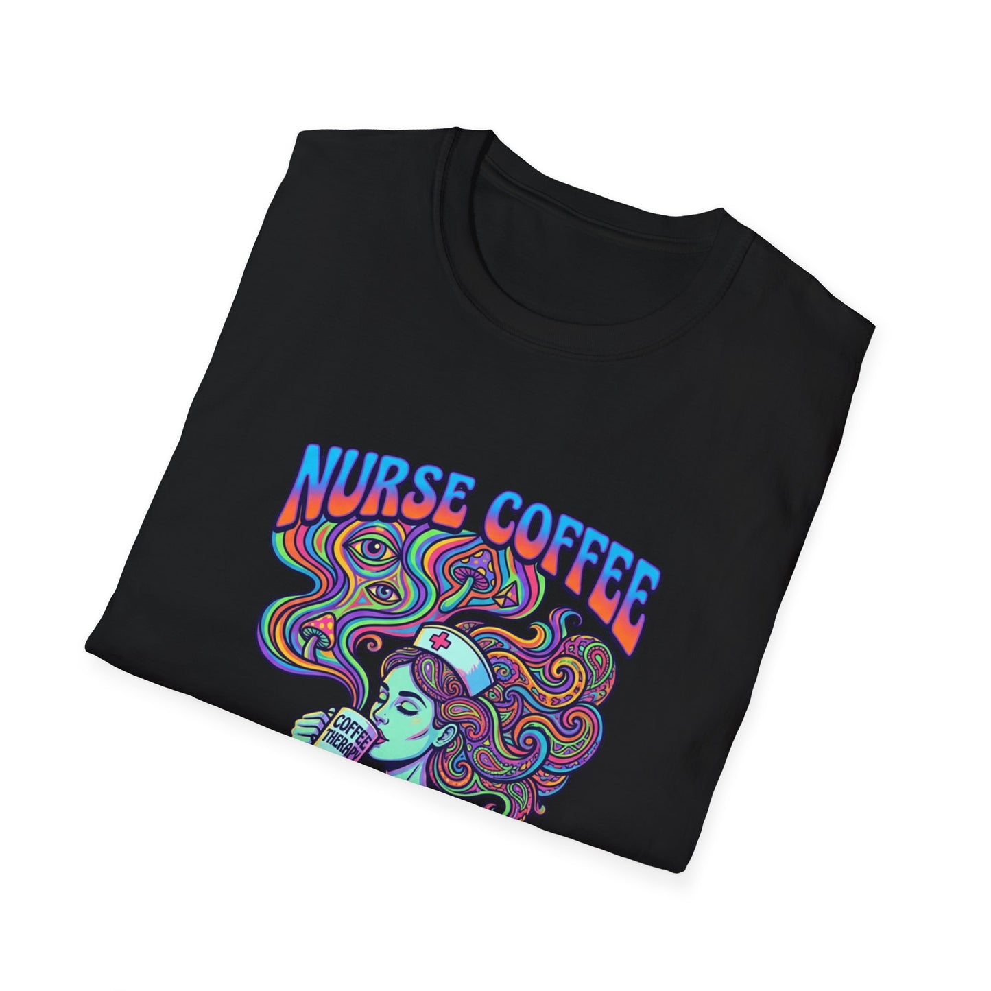 Nurse Coffee Therapy T-Shirt — Psychedelic Coffee Lover Tee for Nurses