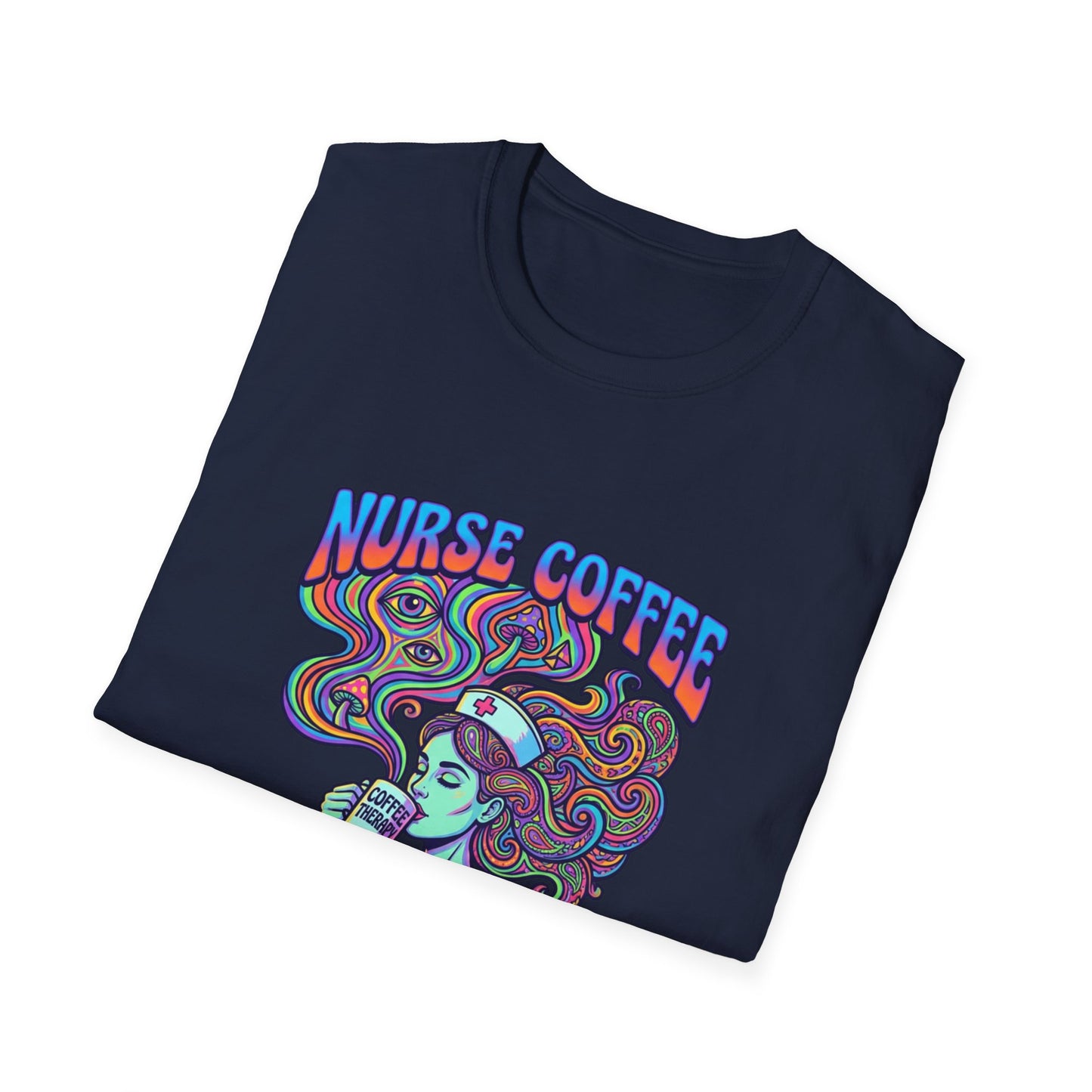 Nurse Coffee Therapy T-Shirt — Psychedelic Coffee Lover Tee for Nurses