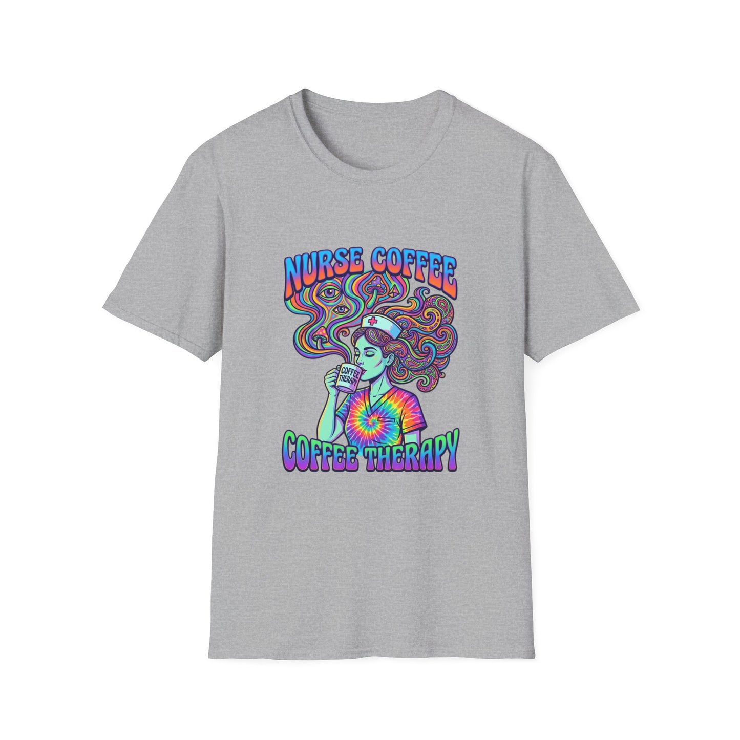 Nurse Coffee Therapy T-Shirt — Psychedelic Coffee Lover Tee for Nurses