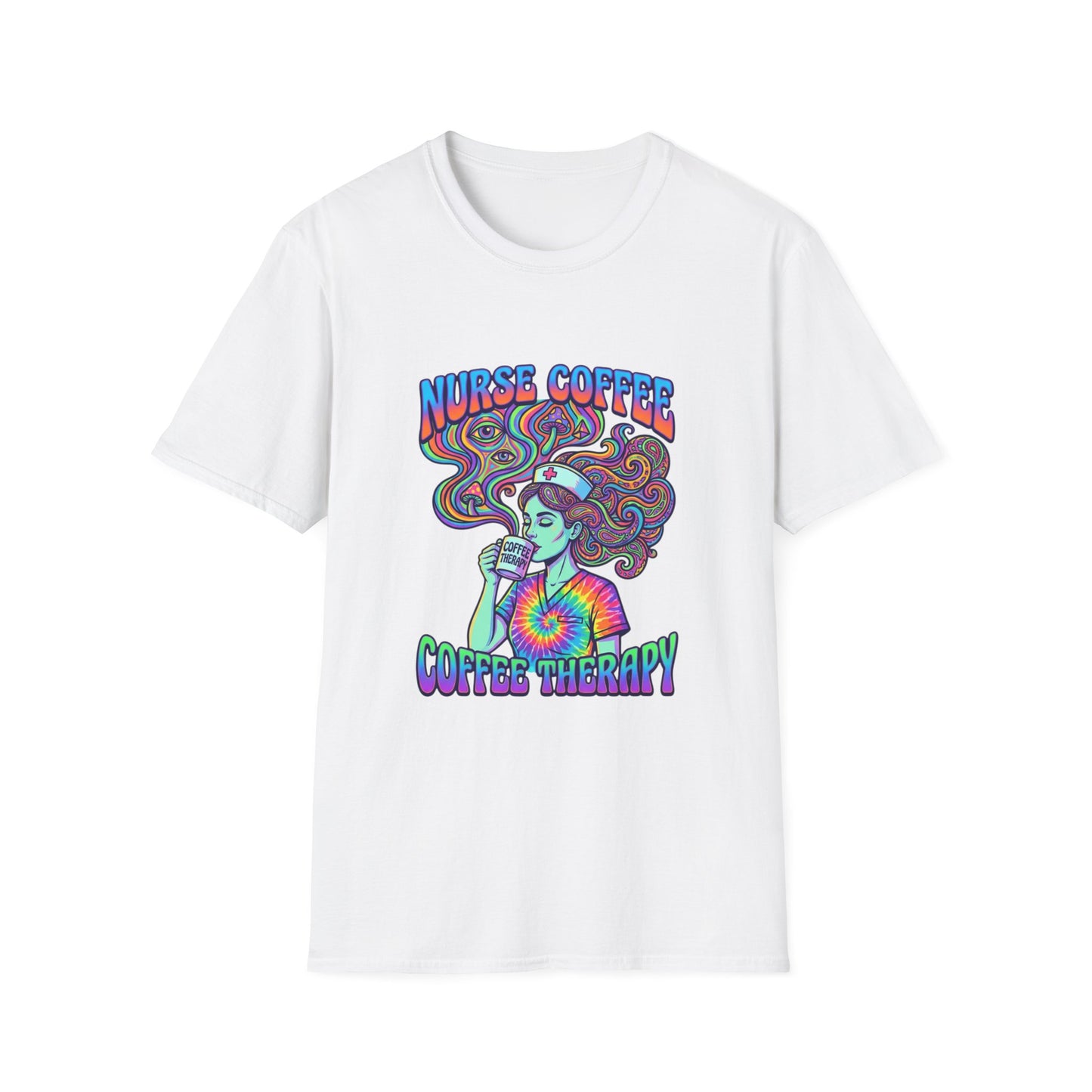Nurse Coffee Therapy T-Shirt — Psychedelic Coffee Lover Tee for Nurses