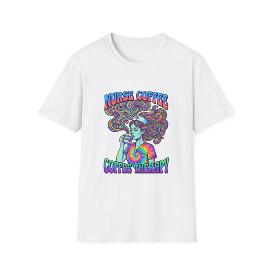 Nurse Coffee Therapy T-Shirt — Psychedelic Coffee Lover Tee for Nurses