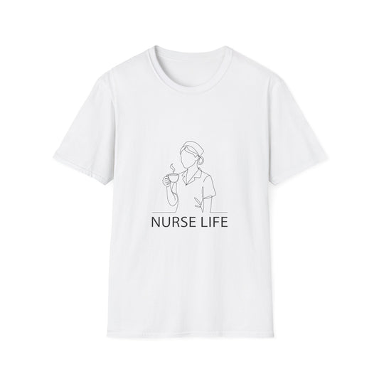 Nurse Life T-Shirt — Minimal Line Art Coffee Nurse Tee
